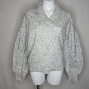 Madewell Light Gray Heather VINSON Shawl Collar Sweater Women's L Large